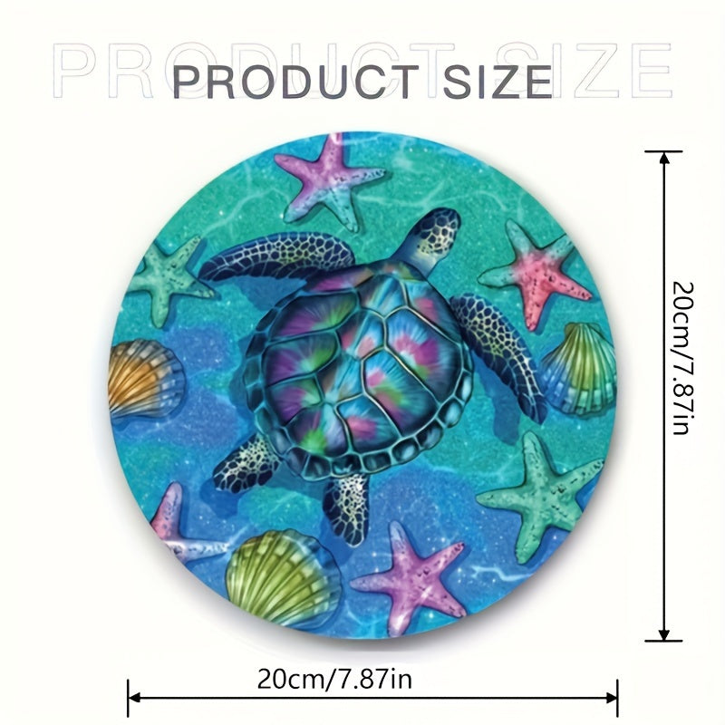 22cm Turtle & Starfish Printed Mouse Pad - Anti Slip & Waterproof