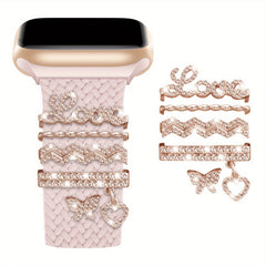 Elastic Nylon Watch Strap Set for iWatch 38mm-49mm with Love Decorations