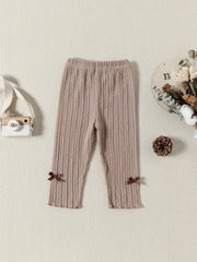 Baby Girl's Cable Knit Legging Pants with Bowknots