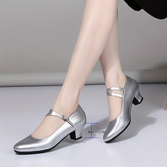 Women's Latin Dance Shoes Ankle Strap Buckle Pumps