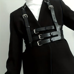 Men's PU Leather Suspender Harness Belt for Suit Shirt