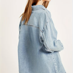 Loose Fit Long Sleeves Denim Shirt Women's Clothing