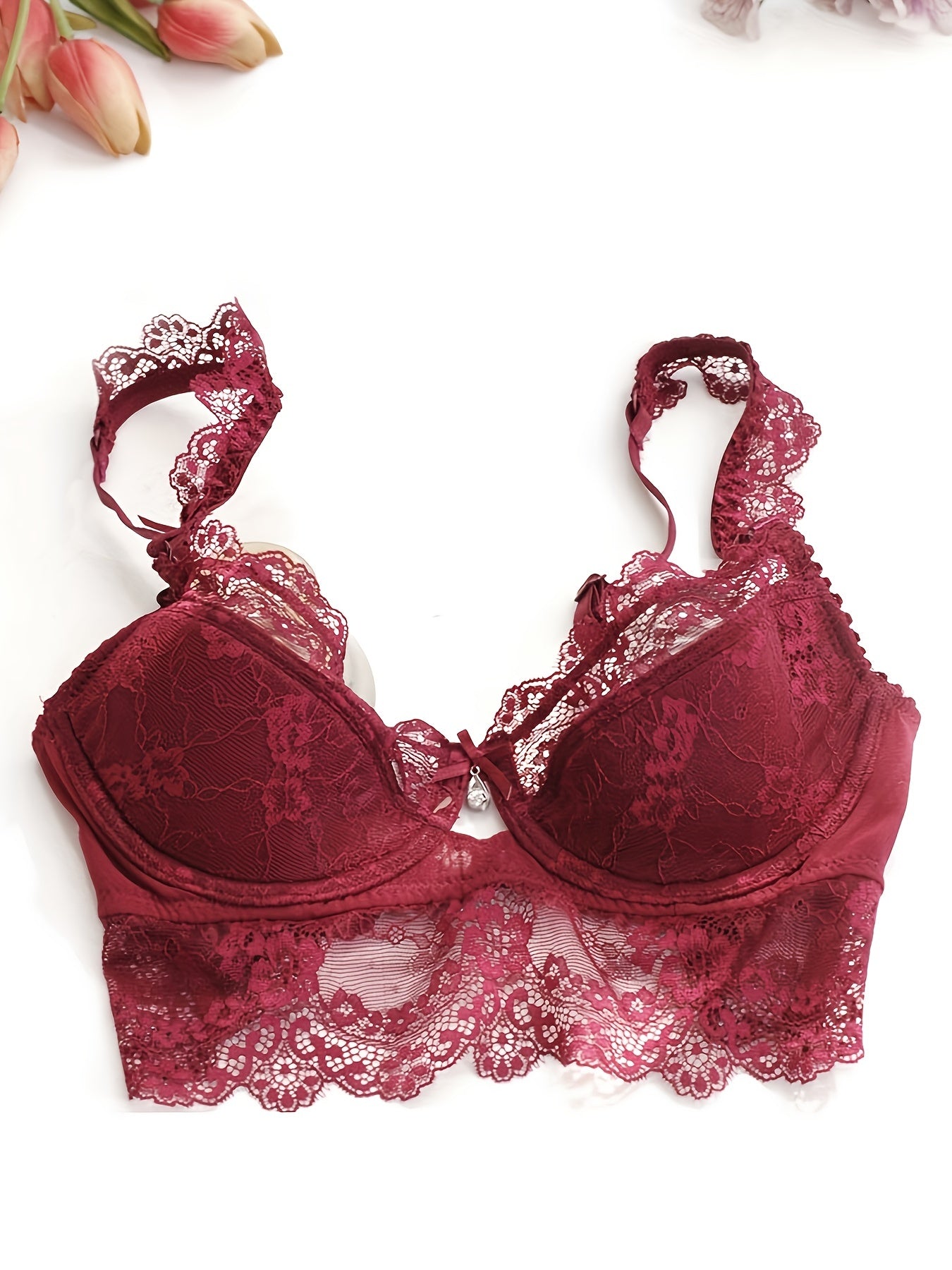 Lace Push Up Bra with Scalloped Trim