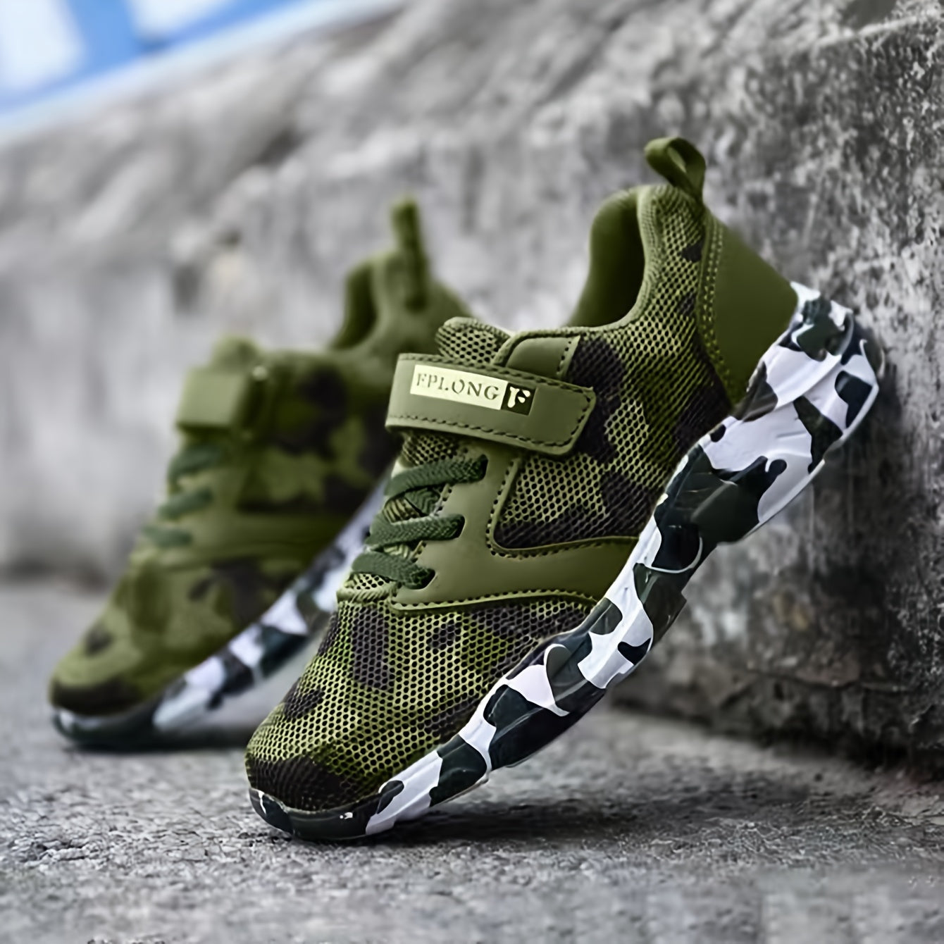 Boy's Camo Knit Running Shoes Soft Sole Sneakers