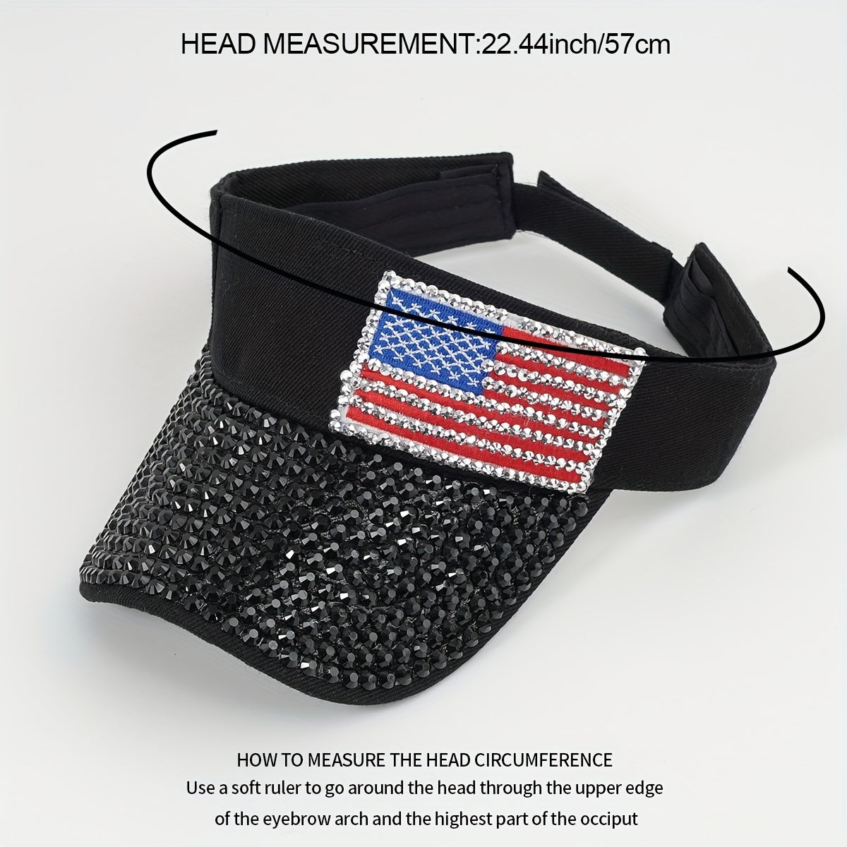 Rhinestone Visor Hat Flag Patch Sun Hat Baseball Cap