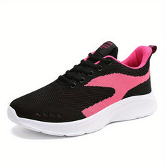 Women's Mesh Sneakers Letter Patched Lace Up Running Shoes