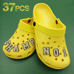 37pc Glow In The Dark Shoe Decoration Letters Numbers Charms