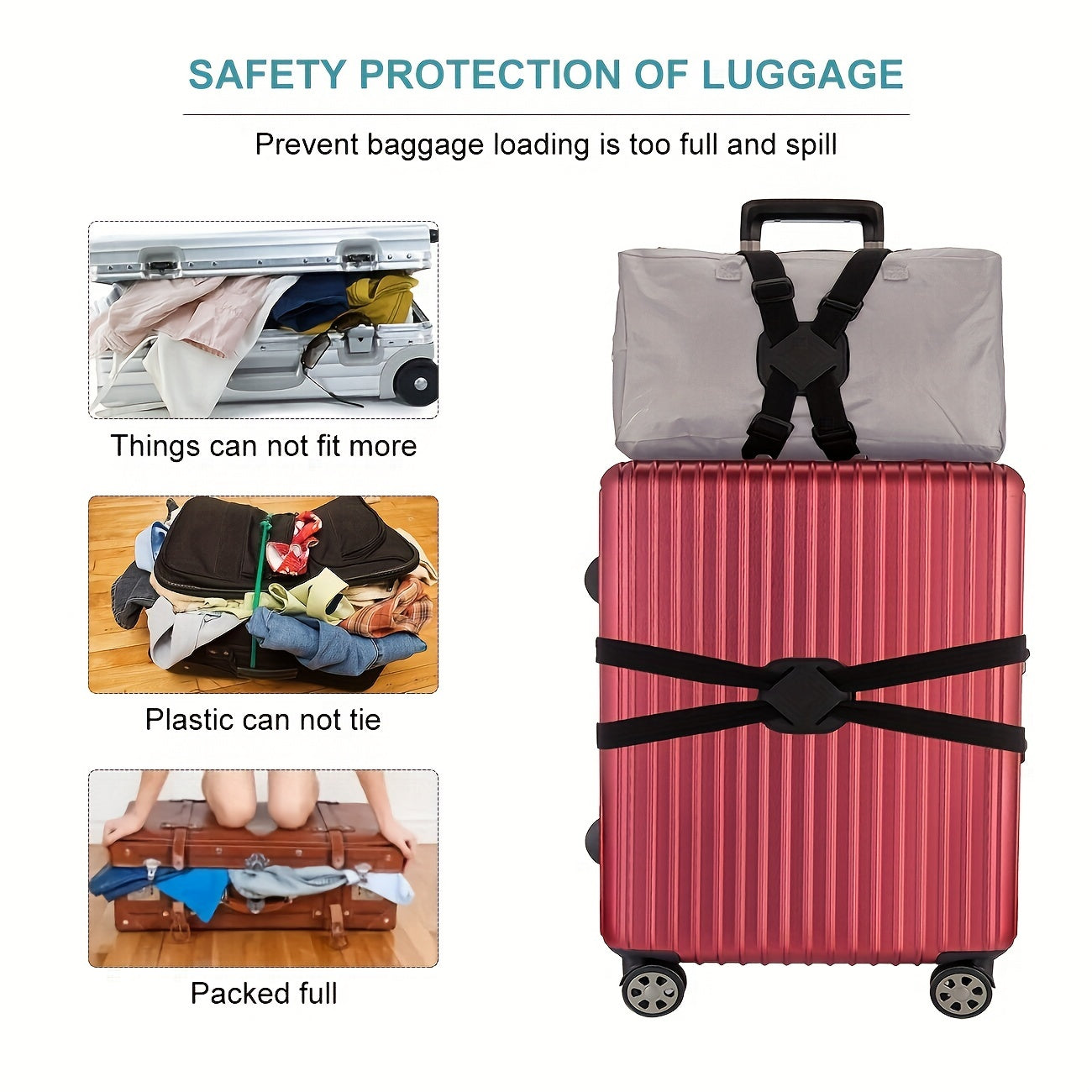 Adjustable Elastic Luggage Strap with Buckles for Baggage