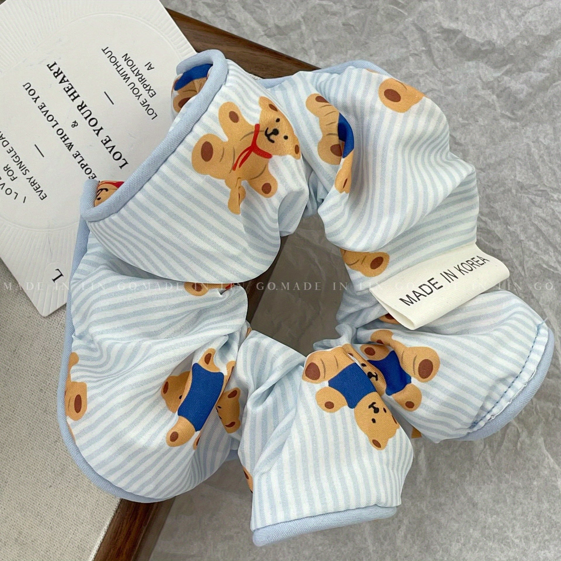 Floral Print Scrunchies Hair Tie Style Hair Rope Sweet Cartoon Bear Hair Accesso