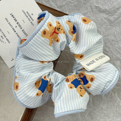 Floral Print Scrunchies Hair Tie Style Hair Rope Sweet Cartoon Bear Hair Accesso