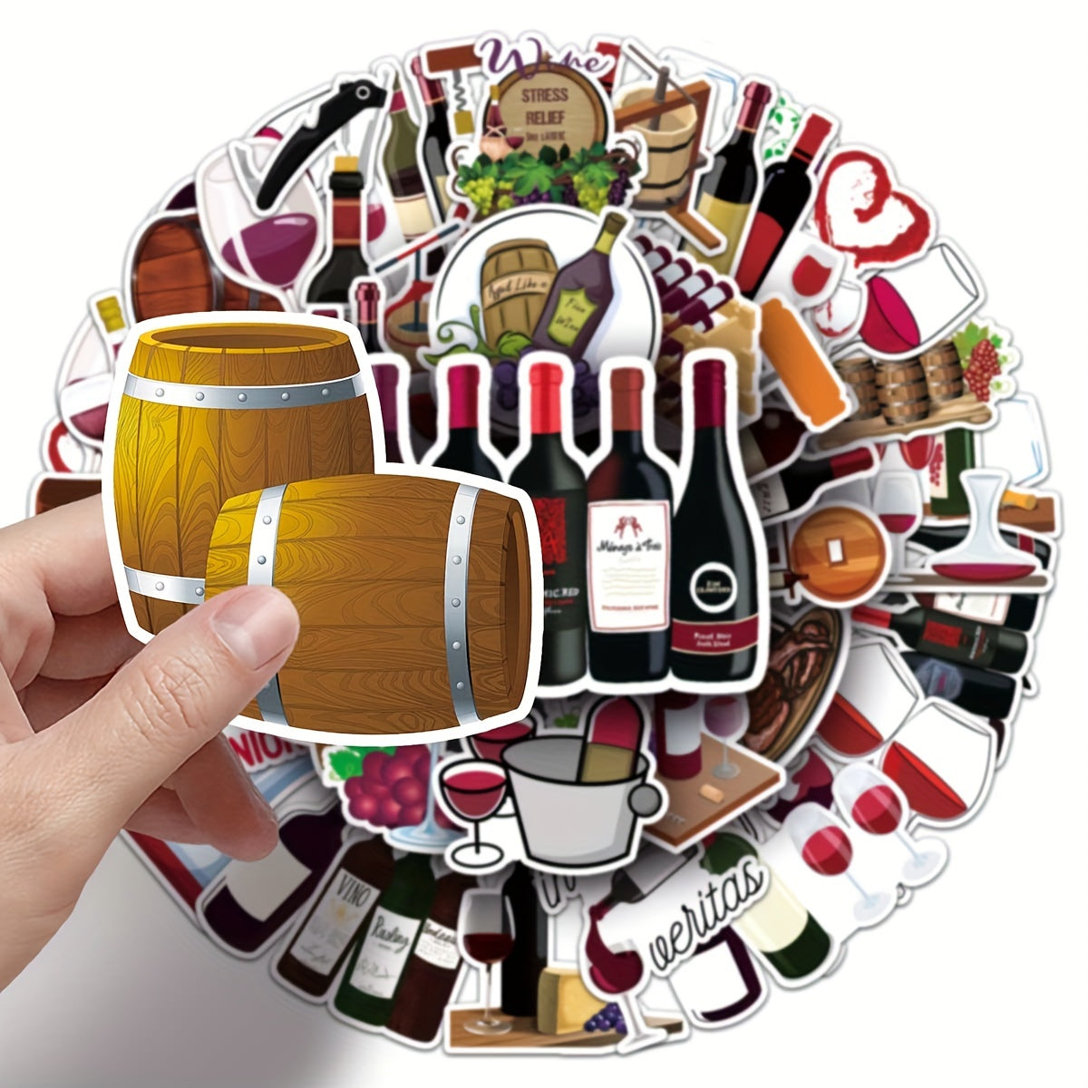50pcs Red Wine Romantic Stickers for DIY Mobile Phone Water Cup Car Skateboard