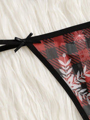 Christmas Plaid Print Sexy Lingerie Set Cami Tops & Thongs