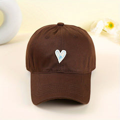 Peach Heart Patch Baseball Cap Solid Casual Sun Hat Adjustable Golf Dad Hats