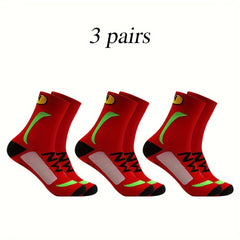Men's Creative Pattern Sport Socks, 3 Pairs