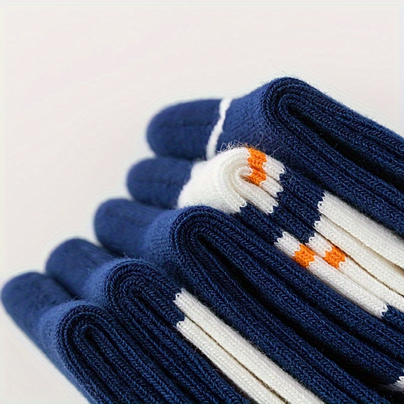 5 Pairs Boy's Letter Pattern Crew Socks Breathable Casual Style Unisex Socks