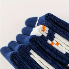5 Pairs Boy's Letter Pattern Crew Socks Breathable Casual Style Unisex Socks