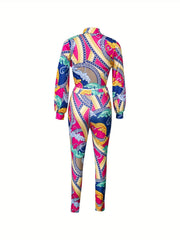 Graphic Print 2 Piece Set Shirt & Pants Spring/Fall Outfit