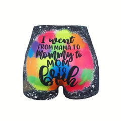 Letter Print Skinny Shorts Casual Shorts For Spring & Summer Women's Clothing