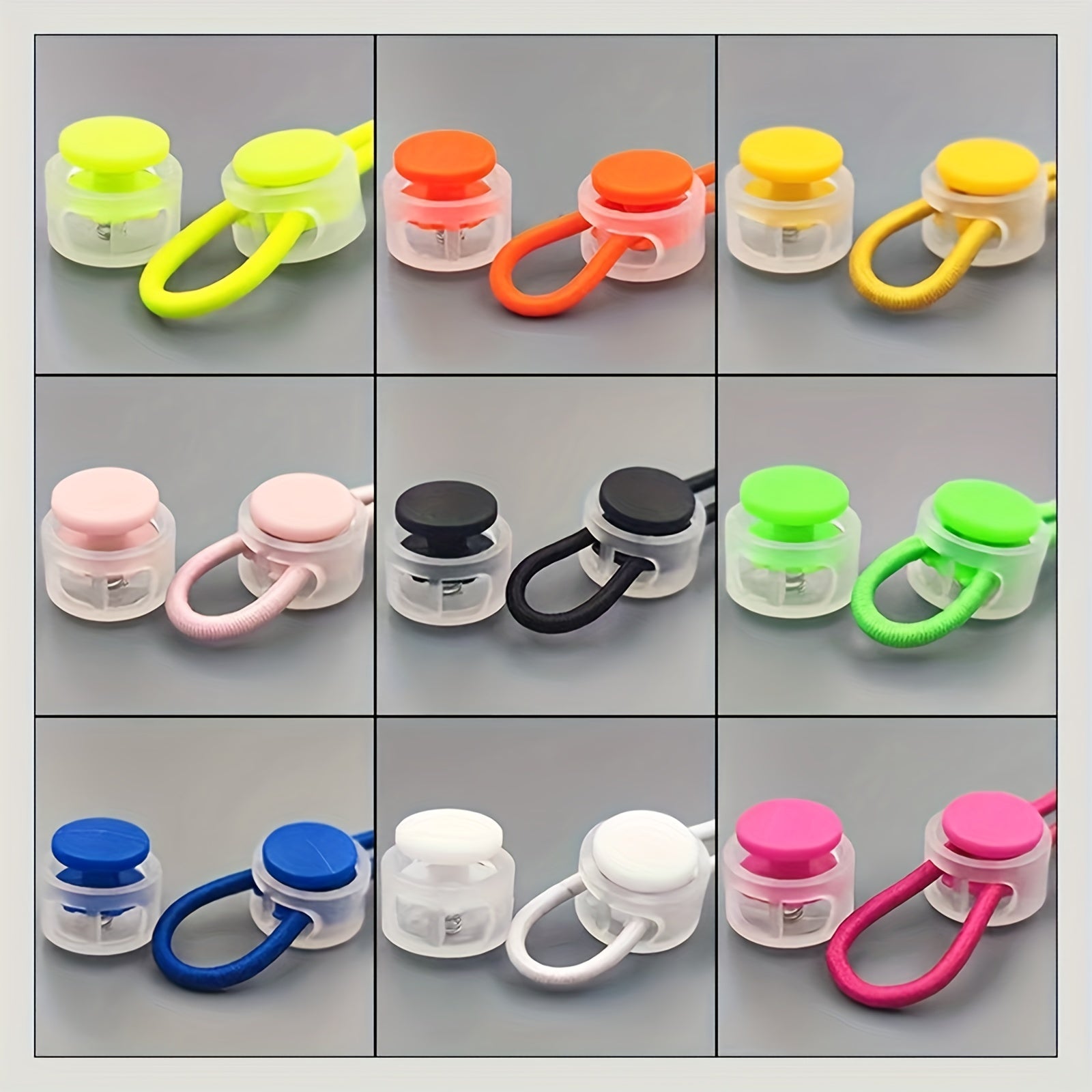 16pcs Round Ball Plastic Drawstring Cord Locks Double Hole Stopper
