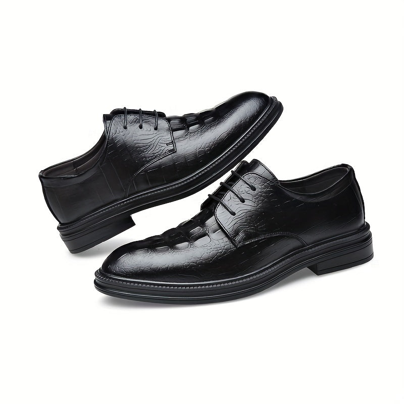 Men's Crocodile Embossed Oxford Shoes Wear Resistant Non-Slip Dress Shoes