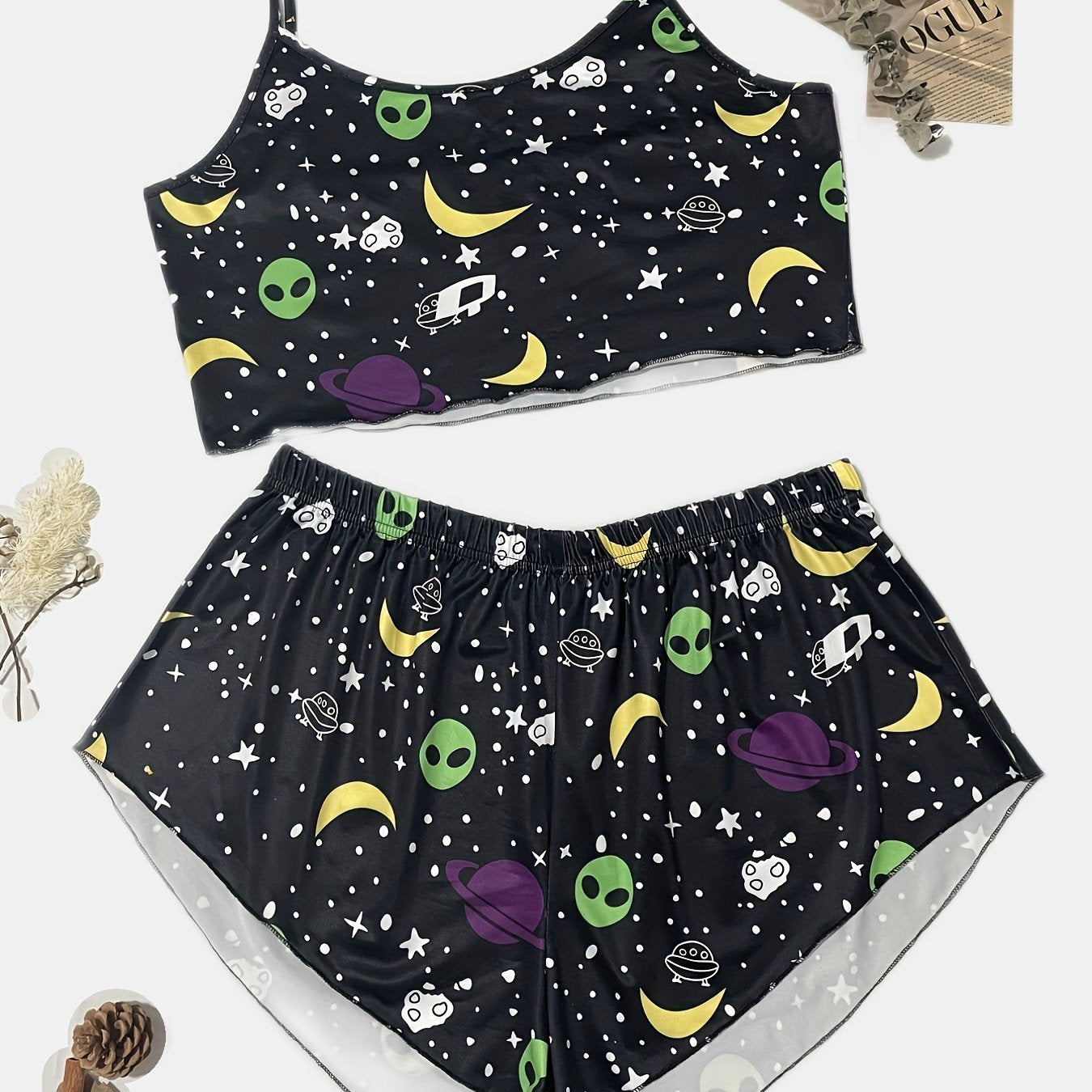 Tropical Print Sports Bra & Boy Shorts Set