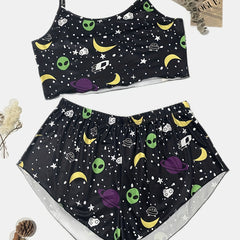 Tropical Print Sports Bra & Boy Shorts Set