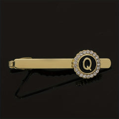 Men's Tie Clip Rhinestone Initial Letter Tie Clips Wedding Business