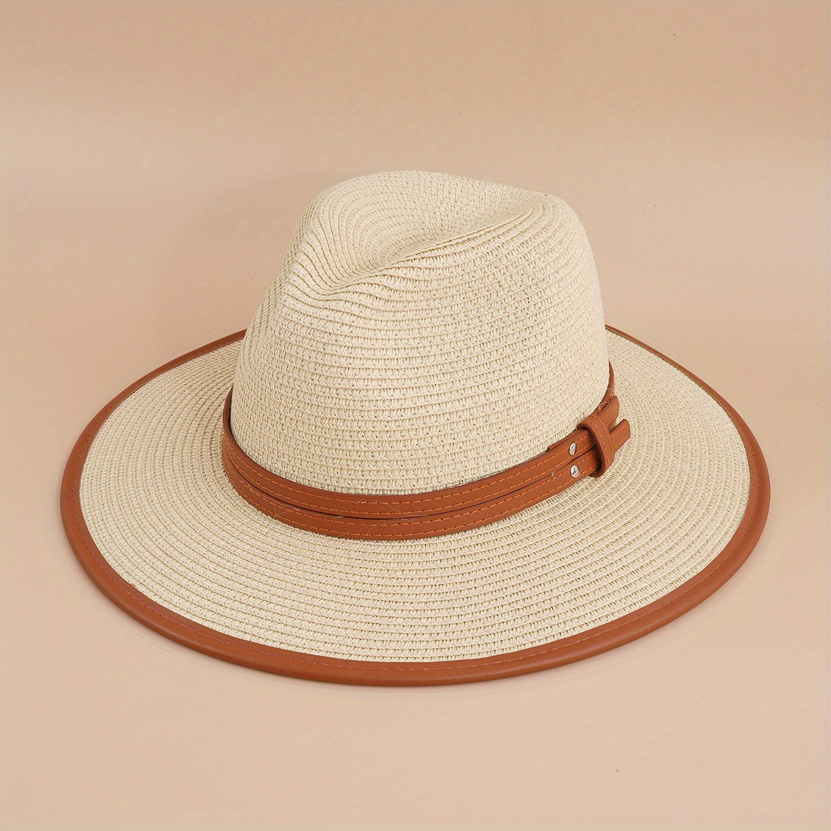 Straw Fedora Cap Plain Casual Jazz Hat Unisex Sunscreen Cowboy Hat