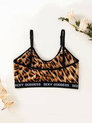 3 Pcs Leopard Print Wireless Bra Stretch Push Up Everyday Lingerie