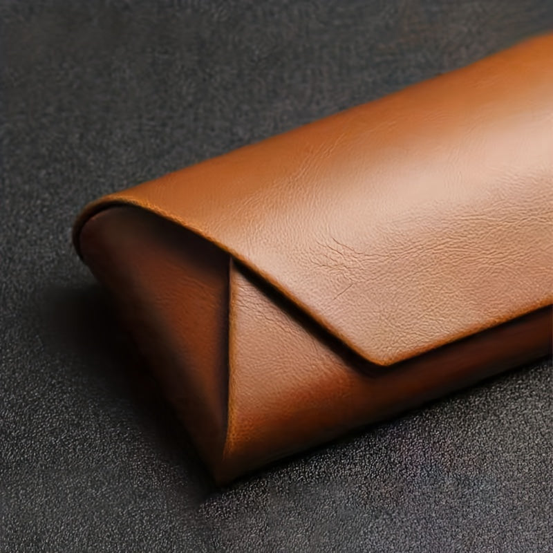 Men's Vintage Brown PU Leather Myopia Glasses Case