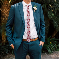Men's Cotton Floral Neck Tie Skinny Tie for Weddings Groom Groomsmen
