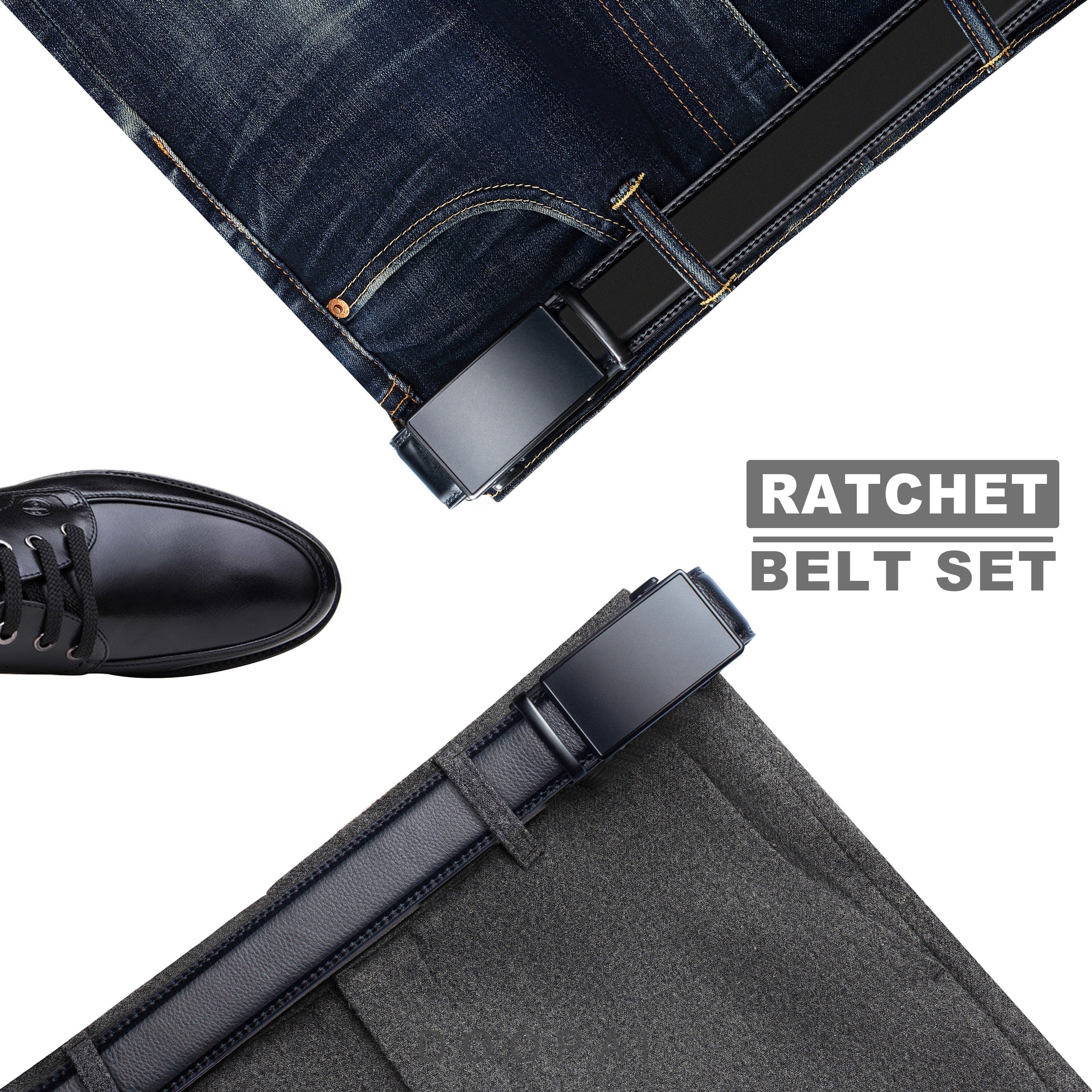DOOPAI Ratchet Belts Men's Belt Leather 1 7 62 20 In Gift Set Box