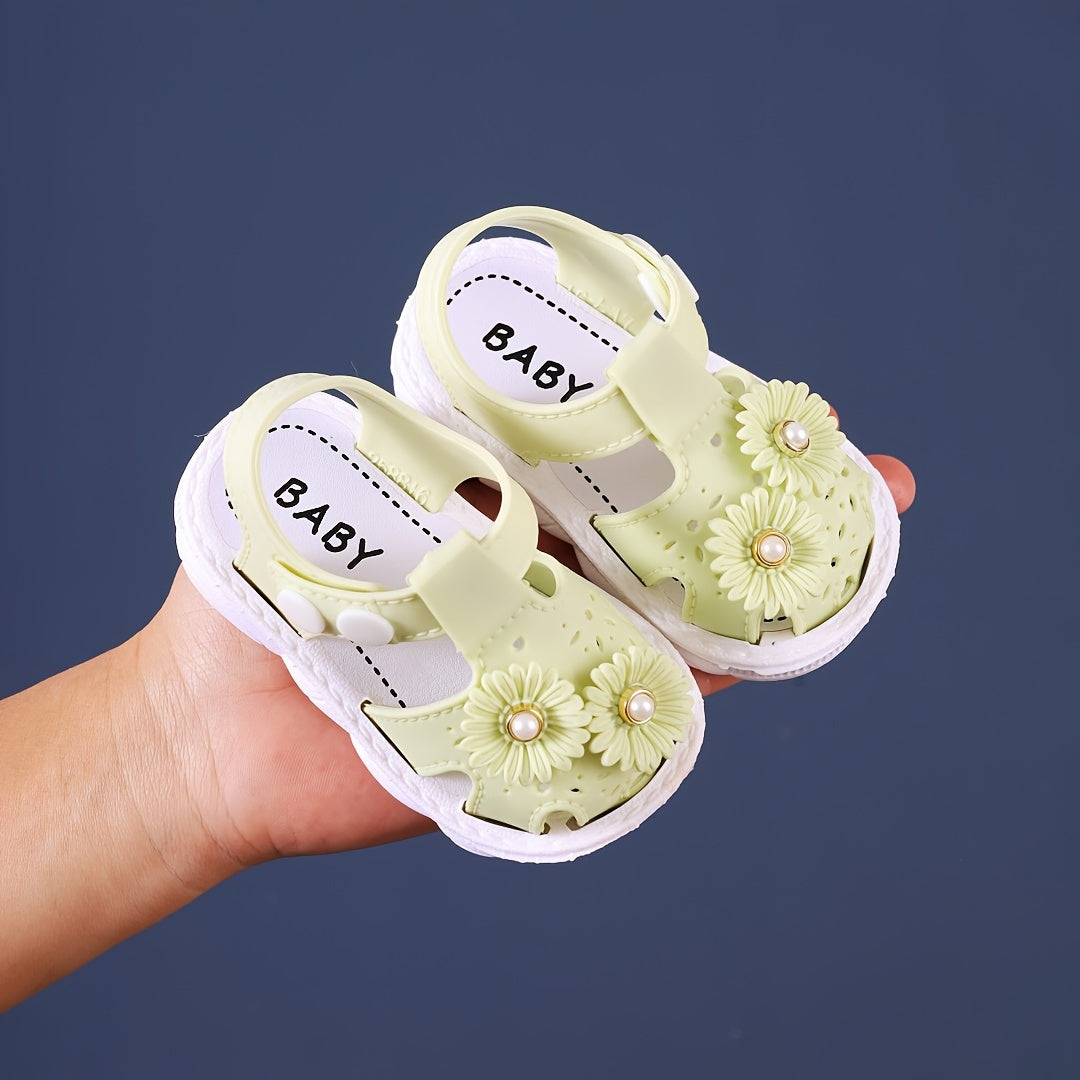 JIAGEYA Flower Decor Sandals Girls Lightweight Breathable Sandals