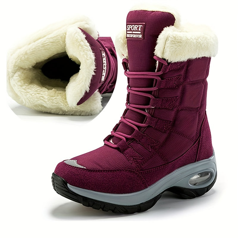 Women's Thermal Winter Boots Lace Up Soft Sole Non slip Snow Warm Shoes