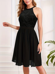 Lace Ruched Sleeveless Party Dress
