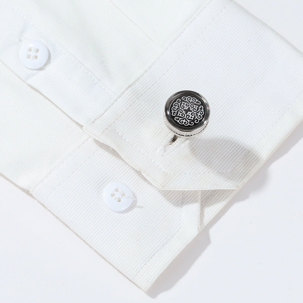 Vintage Round Silver Shirt Cufflinks for Men
