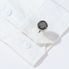 Vintage Round Silver Shirt Cufflinks for Men