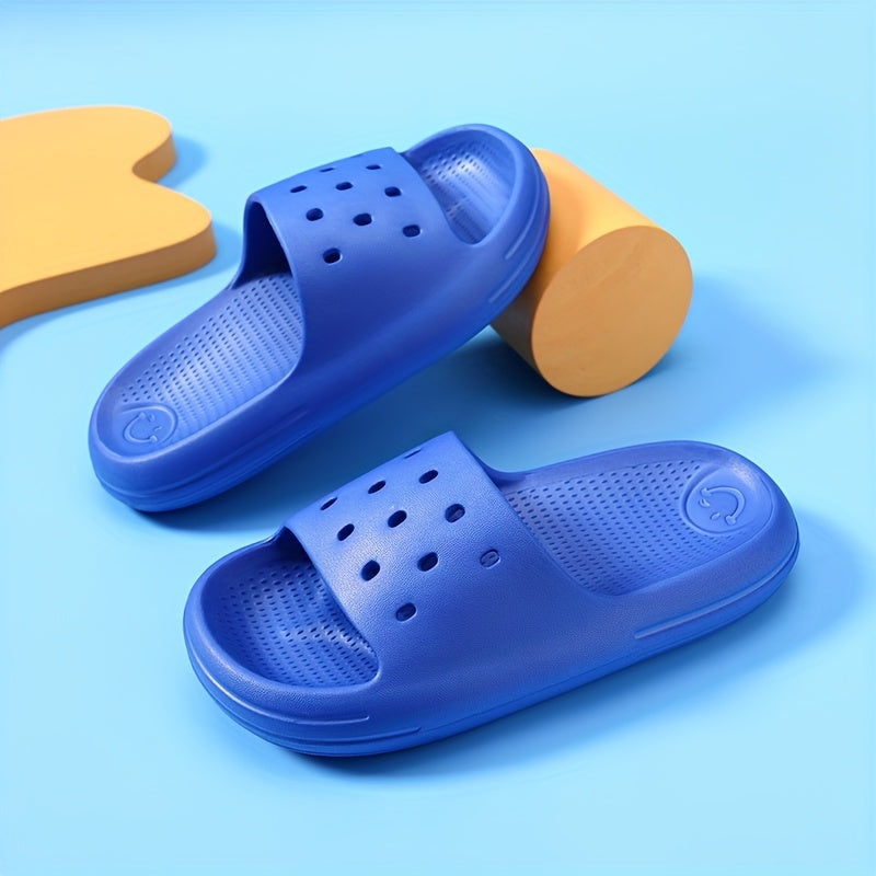 Boys Lightweight Solid Slippers Open Toe Non Slip Indoor Shower Pool