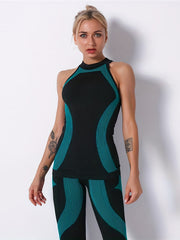 Women's Summer Sleeveless Yoga Shirt Stripe Tanks for Fitness