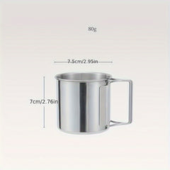 Outdoor 304 Stainless Steel Cup with Folding Handle, Convenient Beer Cup