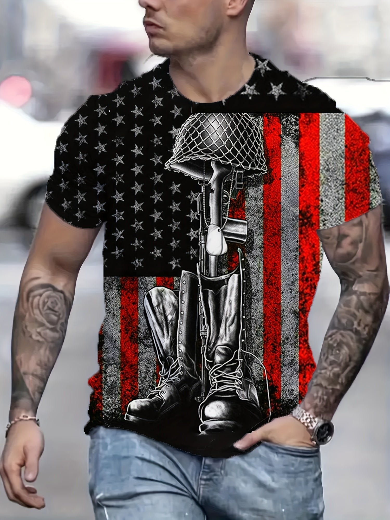 Men's Casual Street Style Print T-shirt for Summer