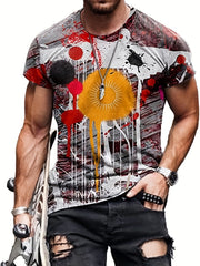 Men's Splatter Graphic T-shirt 3D Print Stretchy Short Sleeves