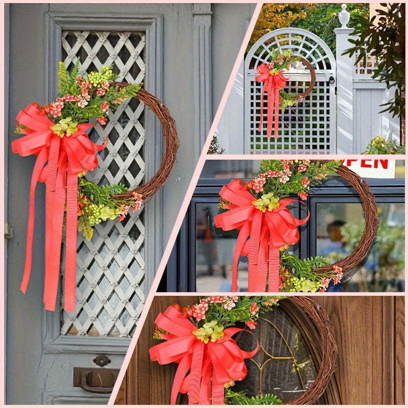 Butterfly Bow Ribbon Flower Wreath Christmas Hanging Decorations