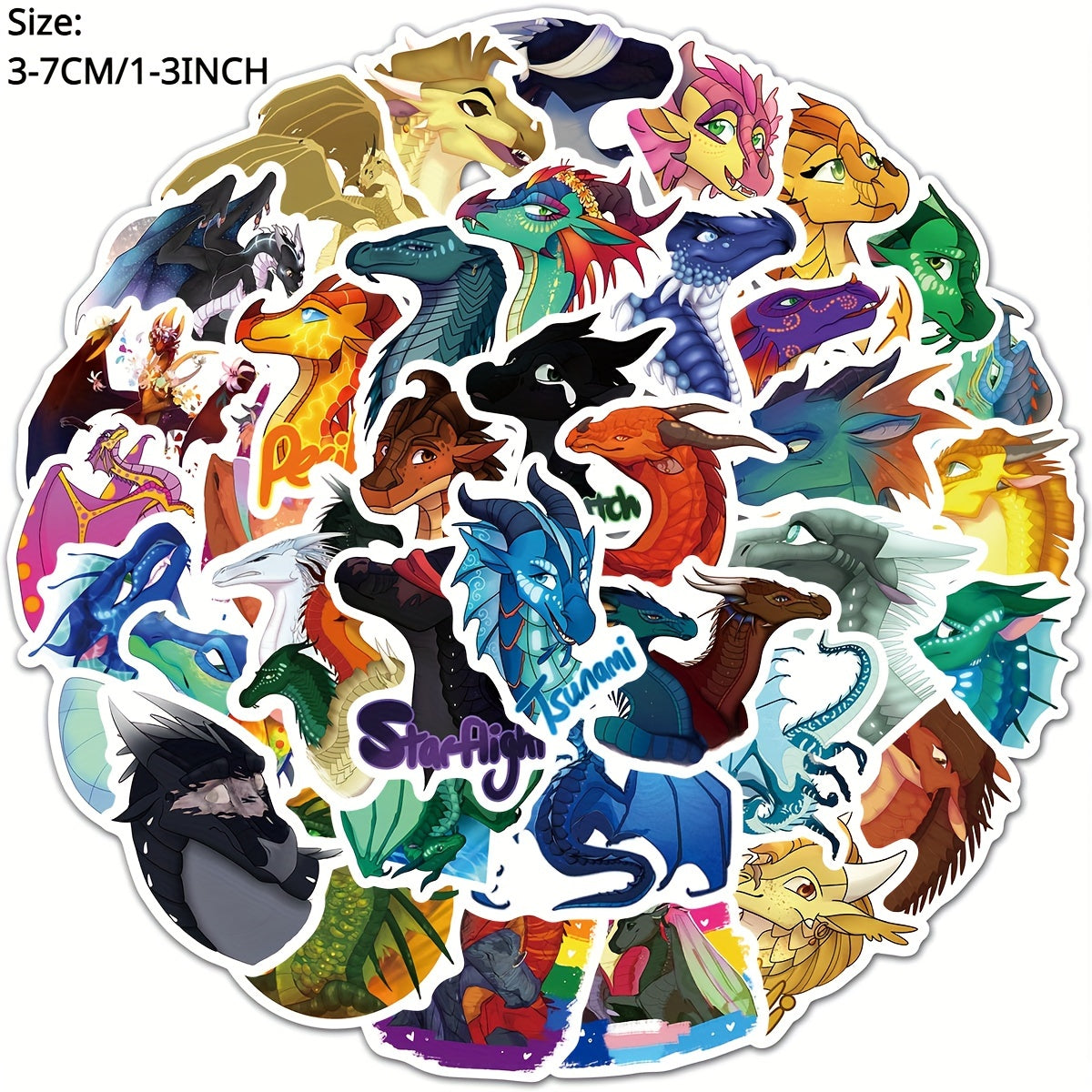 60pcs Fire Wing Dragon Anime Phone Case Stickers Waterproof DIY Decoration
