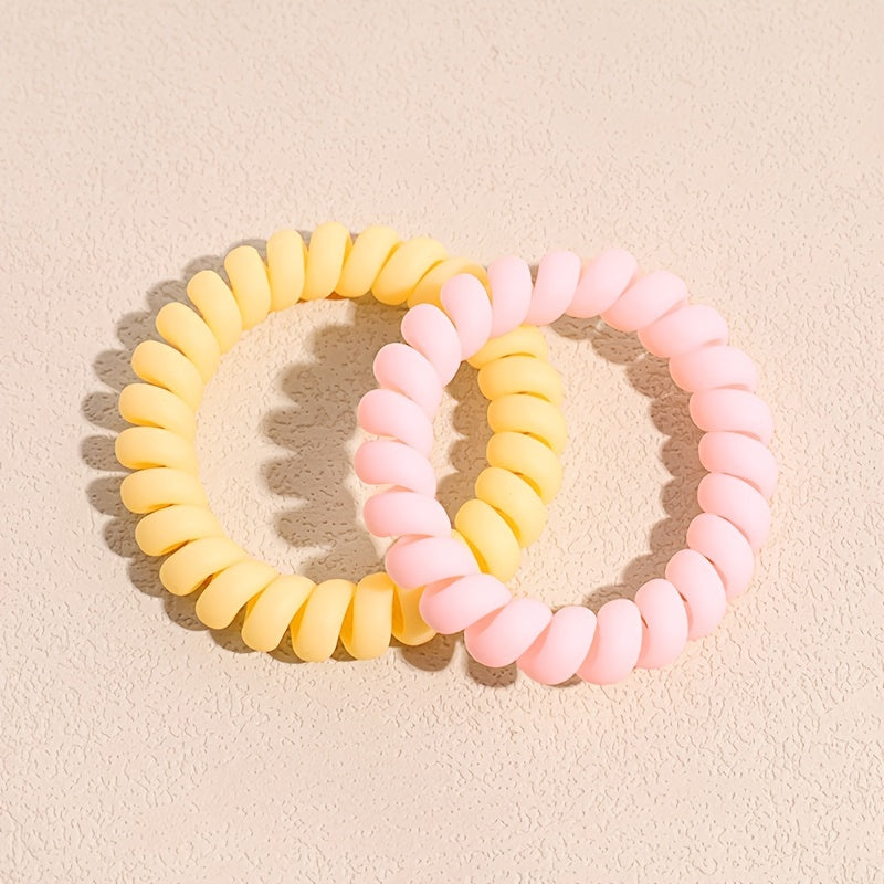 Solid Telephone Wire Scrunchie Elastic Hair Tie Accessory
