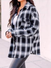 Plaid Print Long Sleeve Button Up Blouse