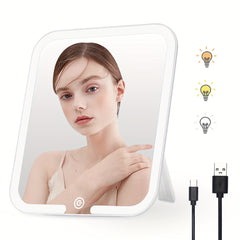 LED Lighted Travel Makeup Mirror 360 Rotatable Vanity Mirror