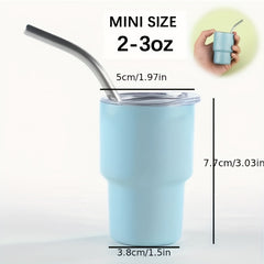 60ml Mini Stainless Steel Insulated Cup with Straw for Outdoor Activities