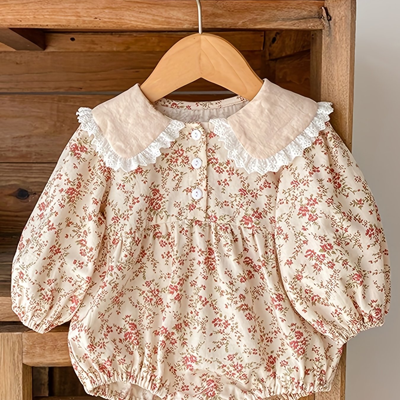Puffy Sleeve Button Baby Girls Rompers Newborn Bodysuit