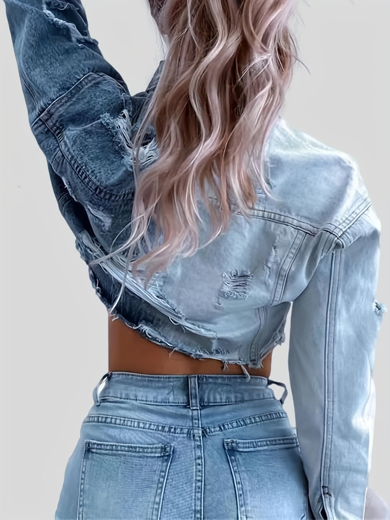Distressed Vintage Style Denim Jacket